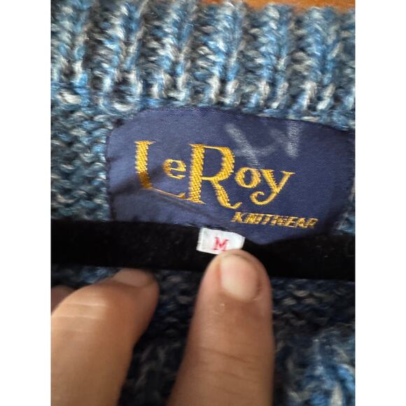 Vintage Le Roy M Geometric Knit Sweater 80s 90s Aztec Southwestern - Picture 5 of 7